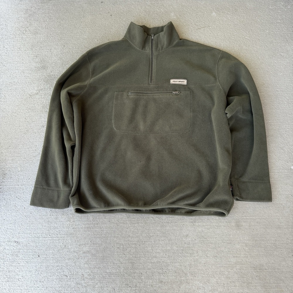 Polo Sport Ralph Lauren Fleece Pullover XXL Green Half Zip Retro Outdoors